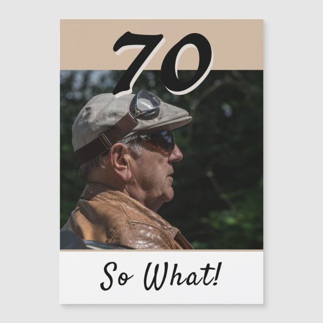 Carte magnétique d'anniversaire 70 ans beige moder (Devant)