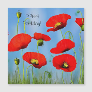 Carte magnétique d'anniversaire Red Poppy