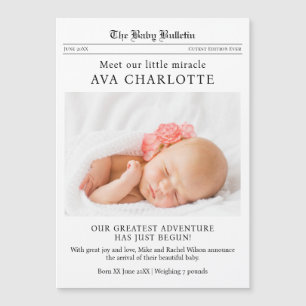 Carte magnétique d'annonce de naissance de bébé de