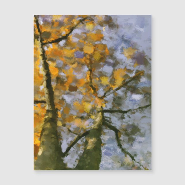 Carte magnétique d'automne Feuille jaune (Devant)