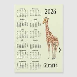 Carte magnétique de calendrier 2026 à motif de gir