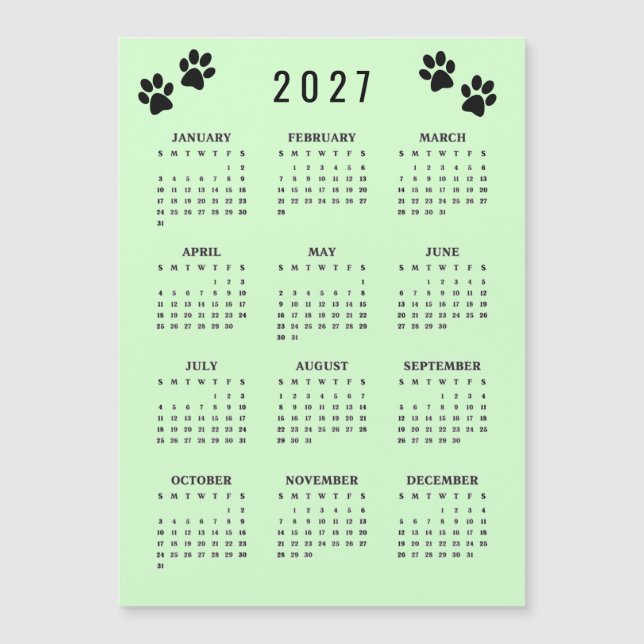 Carte magnétique de calendrier 2027 de conception  (Devant)