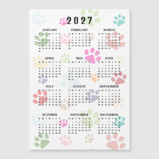 Carte magnétique de calendrier 2027 Empreintes de