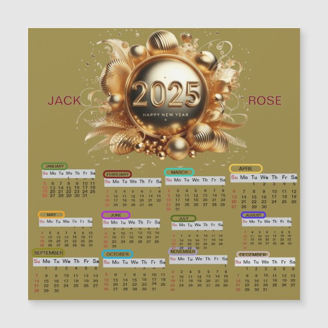Carte magnétique de calendrier de nouvelle année 2 (Devant)