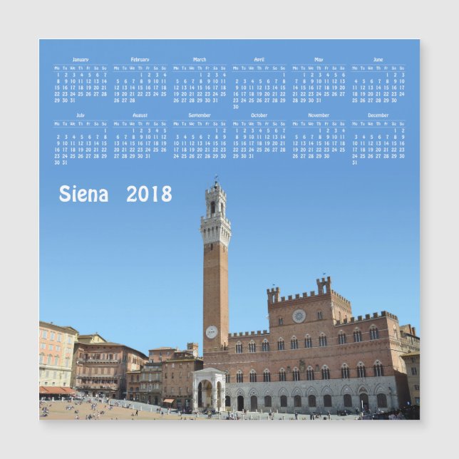 Carte magnétique de calendrier de Sienne, Italie (Devant)