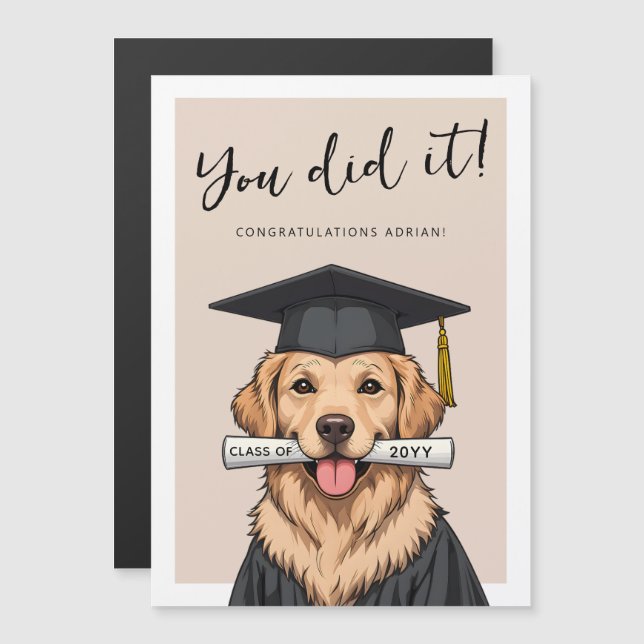 Carte magnétique de chien retriever doré mignon de (Devant / Derrière)