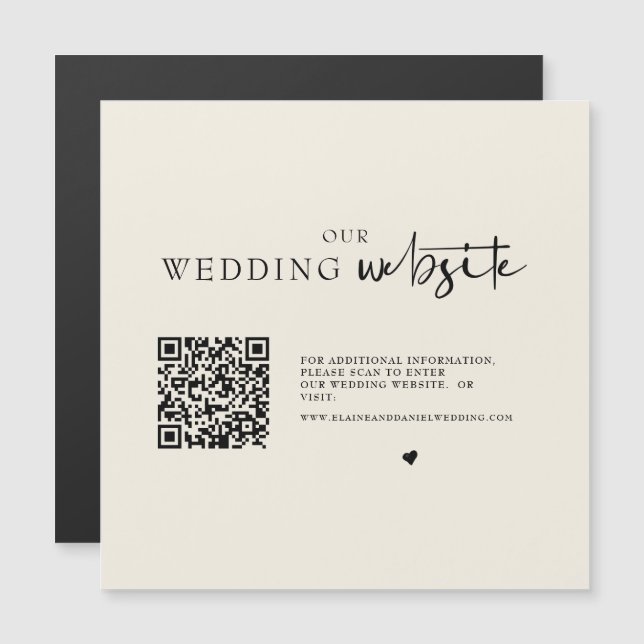 Carte magnétique de code QR pour photo de mariage (Devant / Derrière)