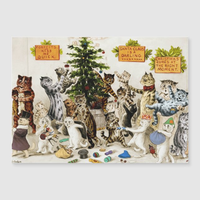 Carte magnétique de la fête de Noël des chats de L (Devant)