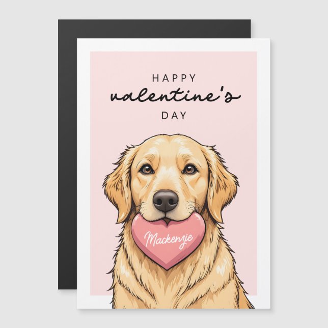 Carte magnétique de la Saint-Valentin avec un chie (Devant / Derrière)