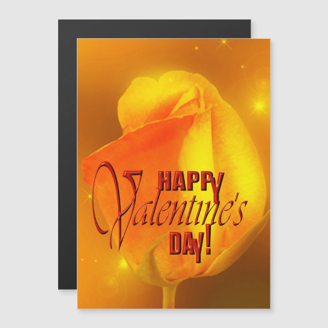 Carte magnétique de la Saint Valentin Rouge jaune (Devant / Derrière)