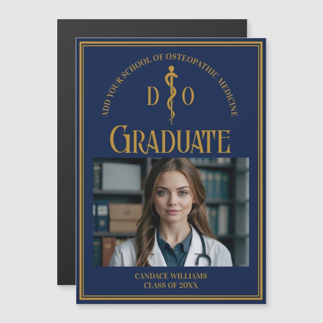 Carte magnétique de l'école d'ostéopathie bleu mar (Devant / Derrière)