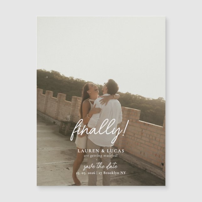 Carte magnétique de mariage moderne avec photo pou (Devant)