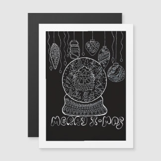 Carte magnétique de Noël à l'encre blanche et à l'
