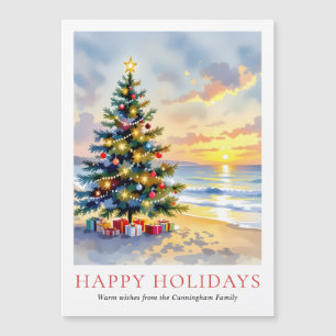 Carte magnétique de Noël côtière de plage à l'aqua