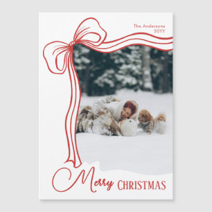 Carte magnétique de Noël élégante avec un nœud à m