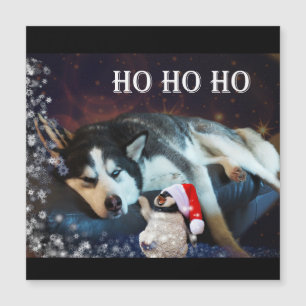 Carte magnétique de Noël Husky Humbug