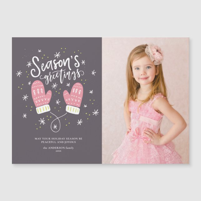 Carte magnétique de Noël Hygge Mittens (Devant)