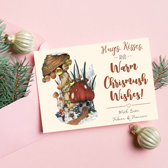 Carte magnétique de Noël Joyeuse Maison de champig (Magical Mushroom Magnetic Christmas Cards)