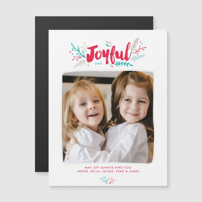 Carte magnétique de Noël Joyeux Feuillage (Devant / Derrière)