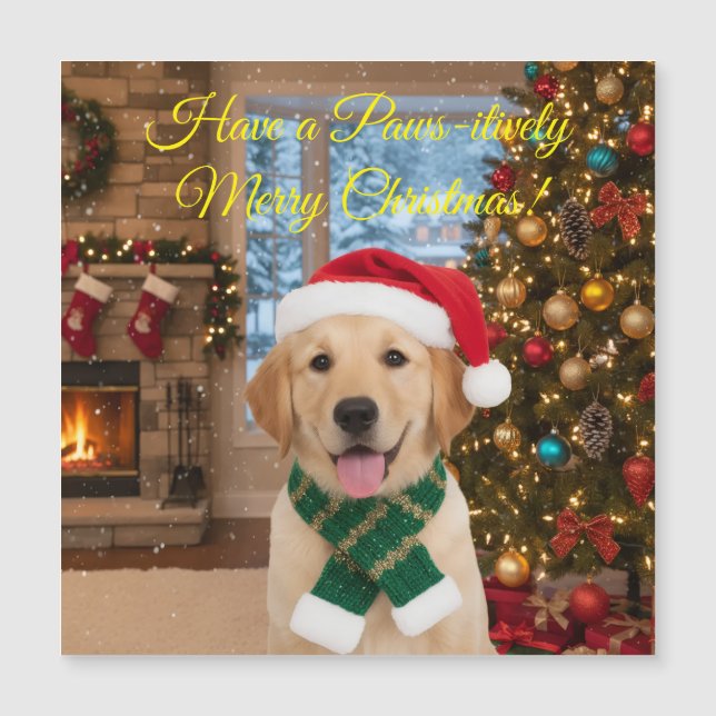 Carte magnétique de Noël père Noël Paws (Devant)