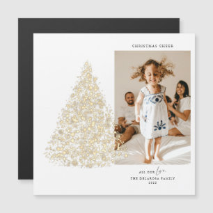 Carte magnétique de Noël photo dorée