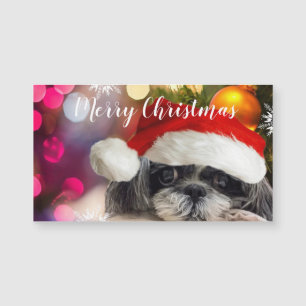 Carte magnétique de Noël Santa Shih Tzu