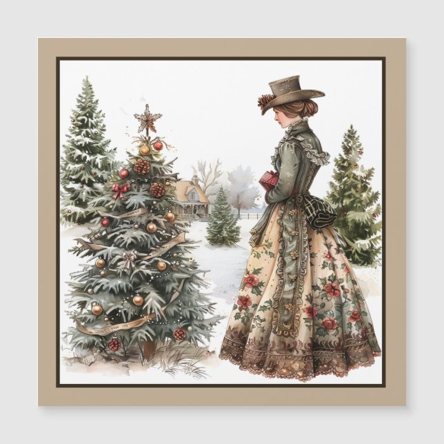 Carte magnétique de Noël Vintage (Devant)