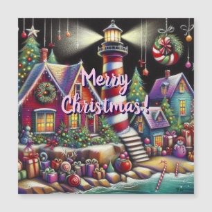 Carte magnétique de phare de Noël fantaisiste