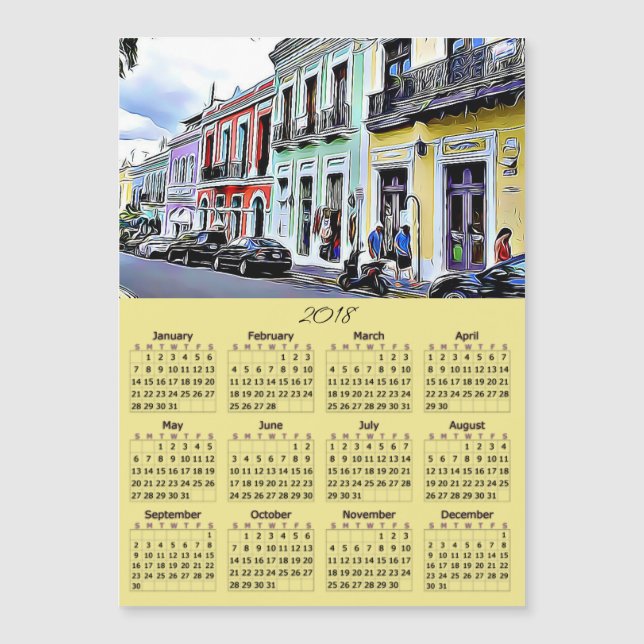 Carte magnétique de Porto Rico de 2018 calendriers (Devant)