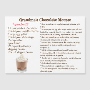 Carte magnétique de recette de mousse au chocolat