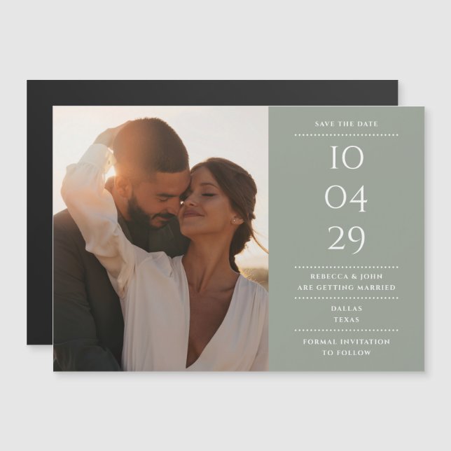Carte magnétique de sauvegarde de date de mariage  (Devant / Derrière)