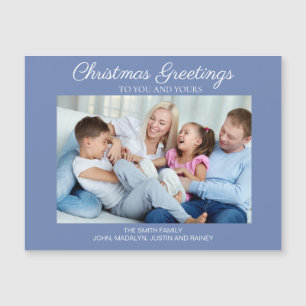 Carte magnétique de vœux de Noël avec photo Bleu B