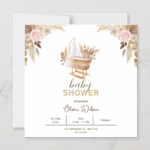 Carte magnétique du Baby shower d'aquarelle à fleu