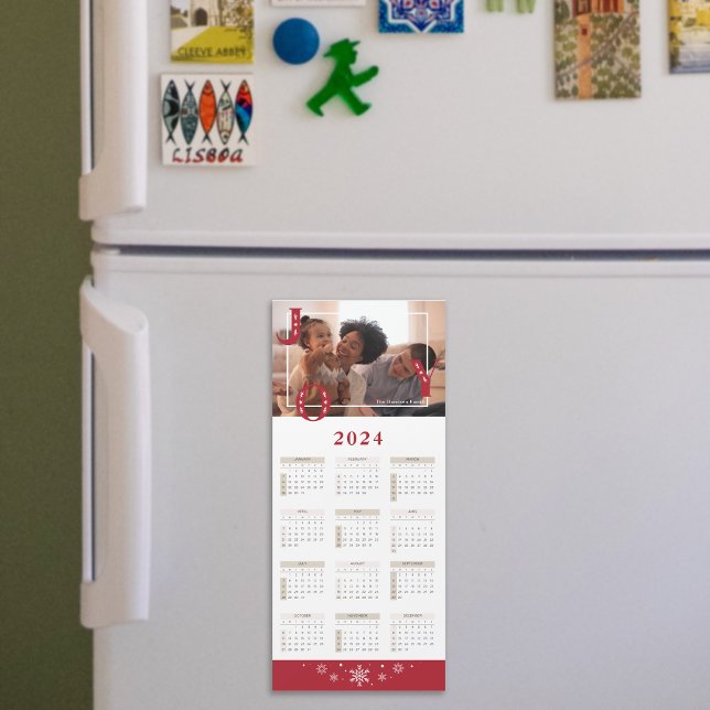Carte magnétique du calendrier de joies photo pers (2024 Custom Photo Joy Calendar Magnetic Card)