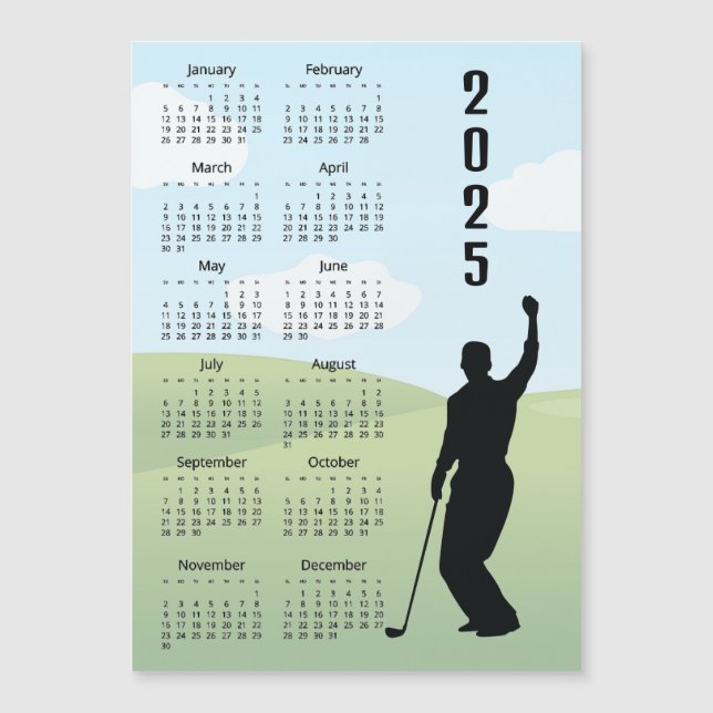 Carte magnétique du calendrier Golf Design 2025 (Devant)