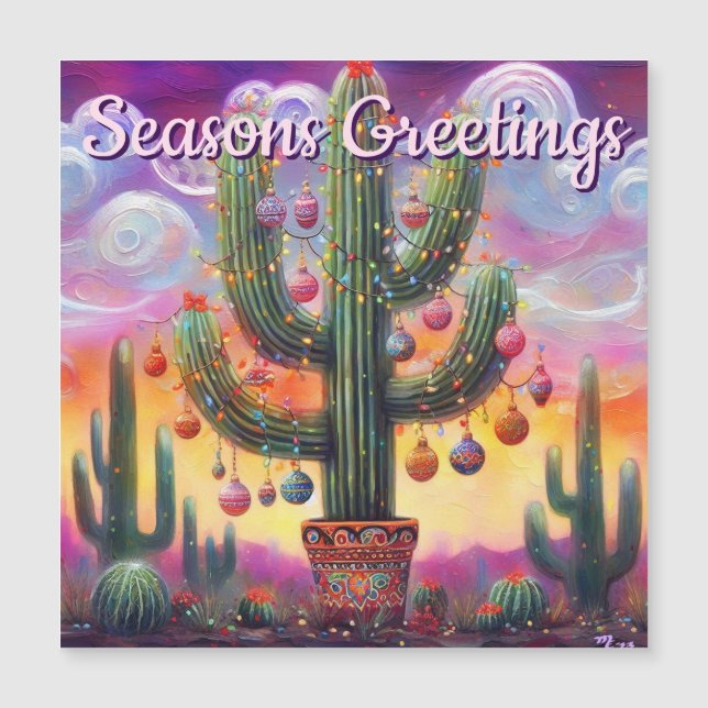 Carte magnétique du désert de Noël Saguaro Cactus (Devant)