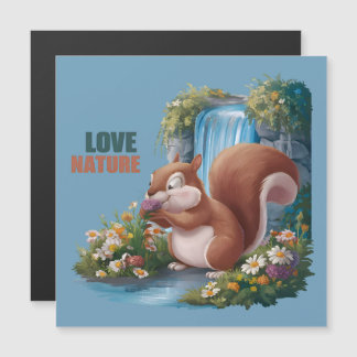 Carte magnétique écureuil drôle Amour de la nature