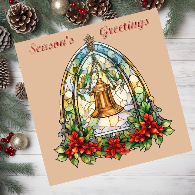 Carte magnétique en verre tendu (Stained glass Christmas bell card.)