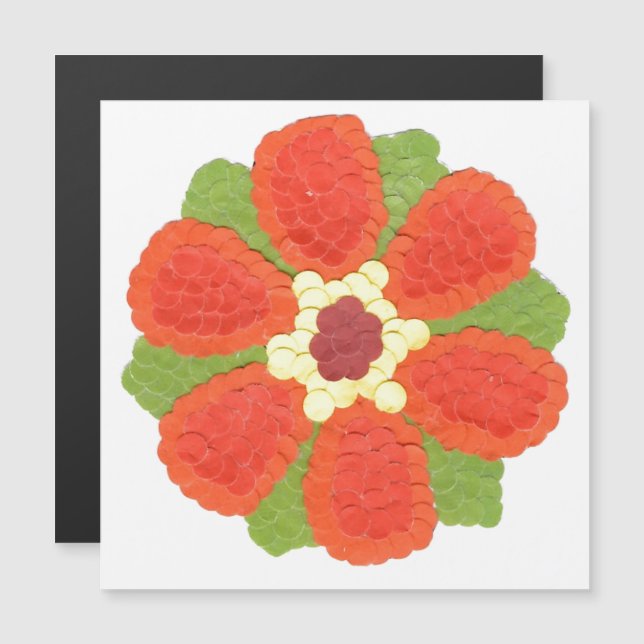 Carte magnétique fine avec fleur pointillée (Devant / Derrière)