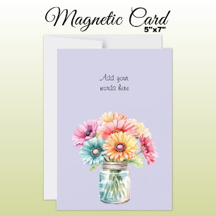 Carte magnétique gerbera florale violet texte pers
