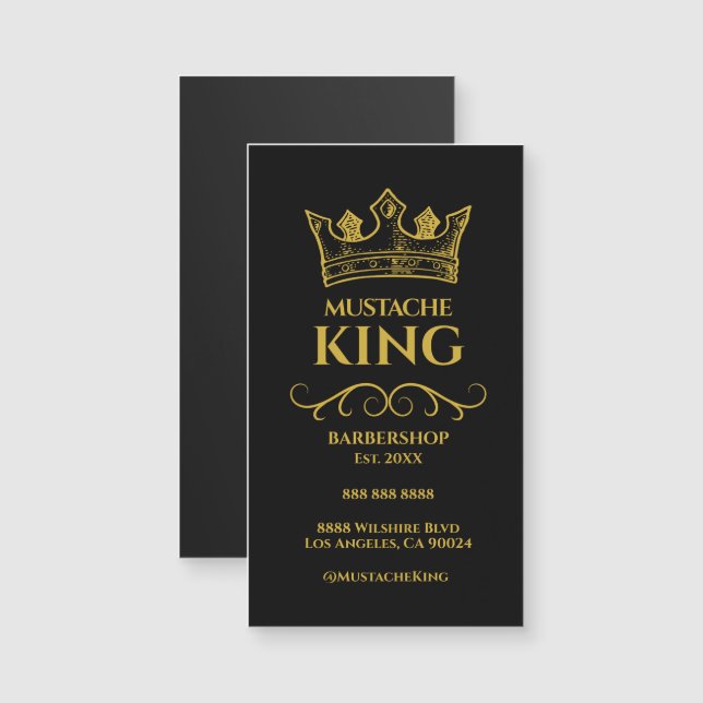 Carte magnétique Gold Crown King Mustache Barbersh (Devant / Derrière)