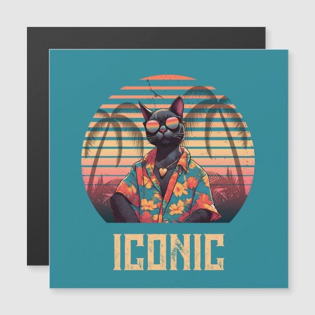 Carte magnétique intemporelle Tropical Chat Attitu (Devant / Derrière)