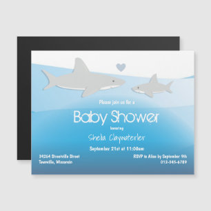 Carte magnétique Invitation Baby shower de requin