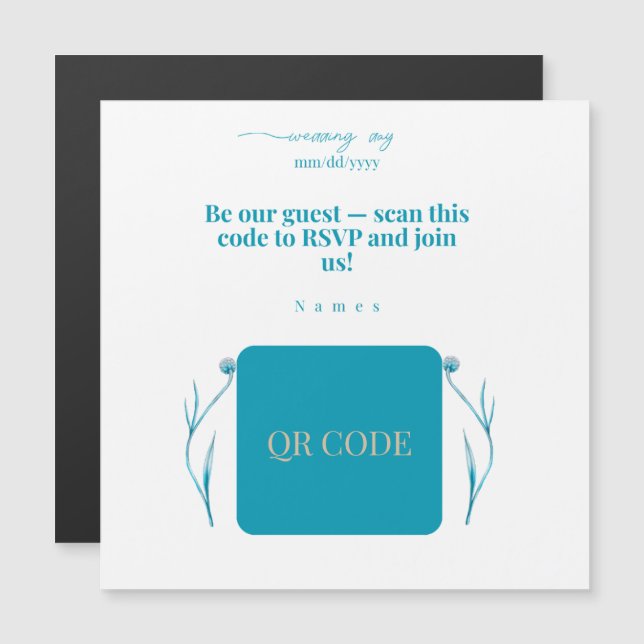 Carte Magnétique| Invitation de Mariage Aimantée Q (Devant / Derrière)