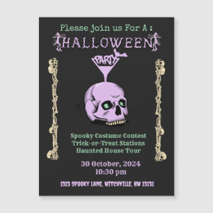 Carte magnétique Invitation Halloween Crâne éffray
