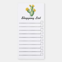 Carte magnétique Liste d'achats Aquarelle Cactus