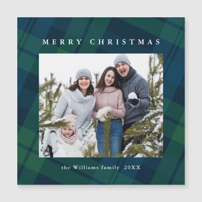 Carte magnétique magnétique rétro Noël Plaid (Devant)
