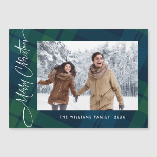 Carte magnétique magnétique rétro Noël Plaid