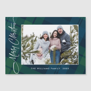 Carte magnétique magnétique rétro Noël Plaid