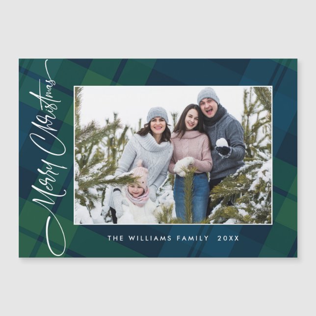 Carte magnétique magnétique rétro Noël Plaid (Devant)